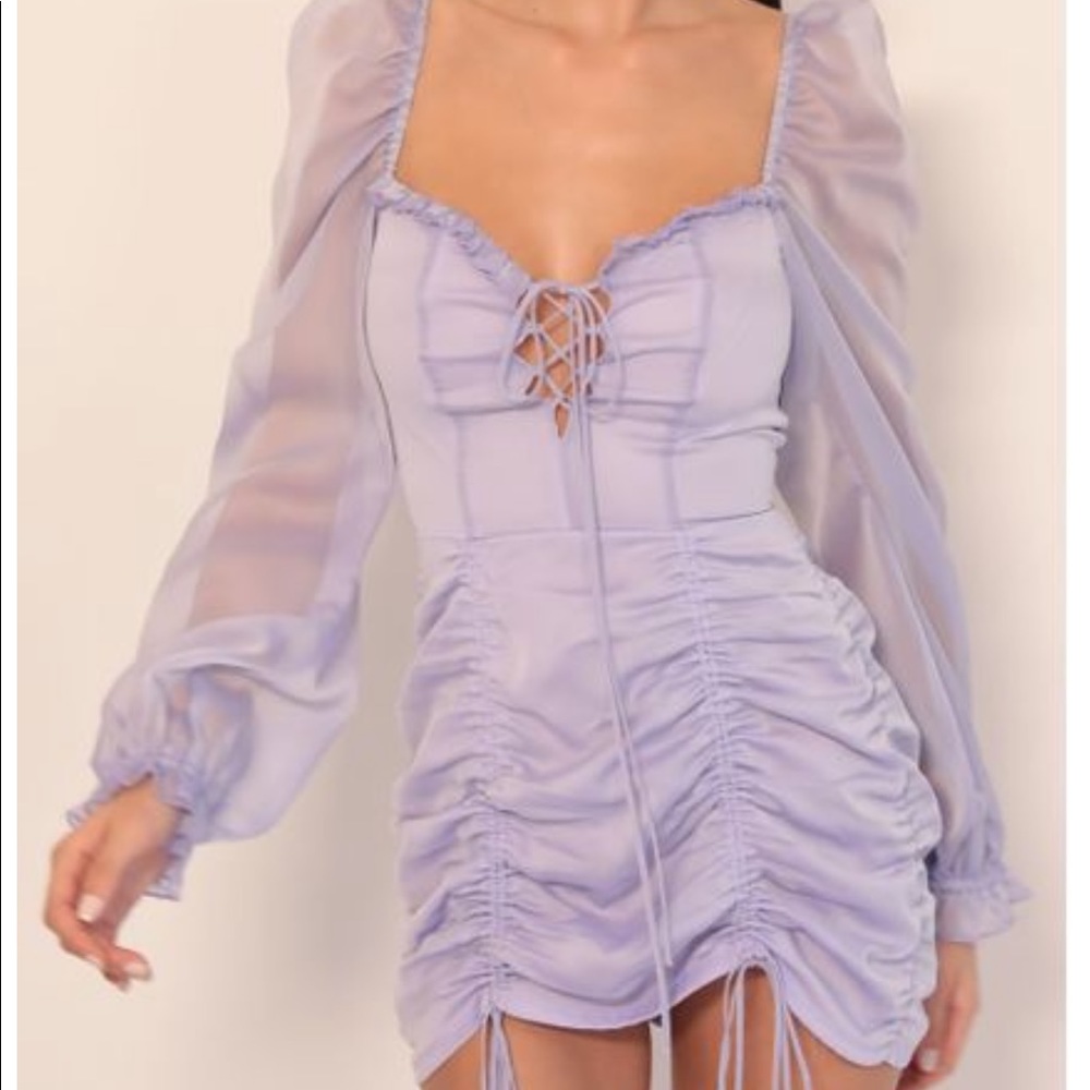 Couture Chiffon Puff Sleeve Dress
